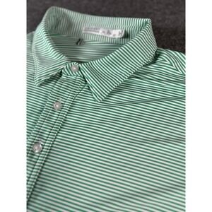 Criquet Polo Shirt Players Shirt XL Green White Striped Pima Cotton Stretch